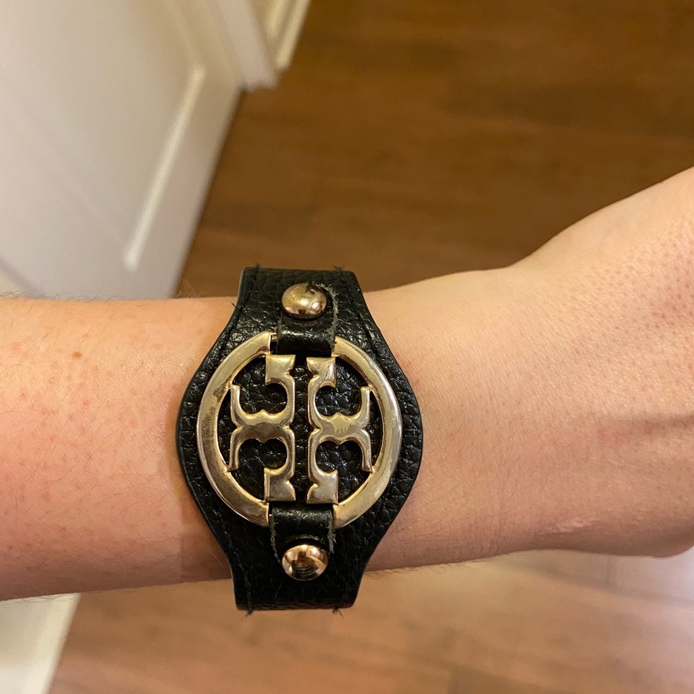 Tory Burch Logo Leather Cuff